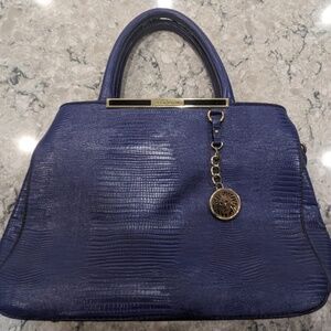 Anne Klein Periwinkle Blue Faux Reptile Handbag Purse Removable Strap EUC 12"×9